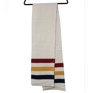 Faribault Woolen Mill Co Wool Striped Red, Yellow, and Blue Scarf 10 x 72